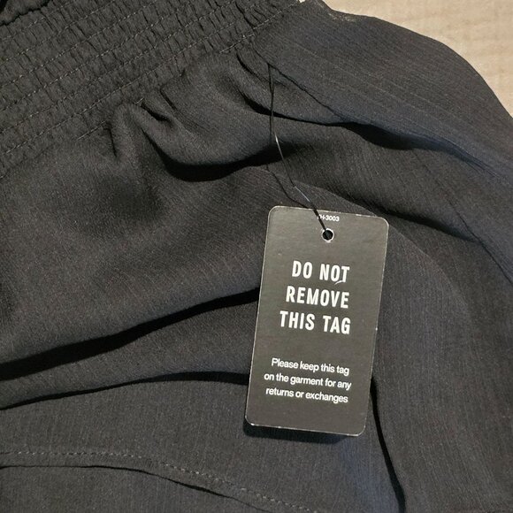 Express Layered Ruffle Mini Dress Womens Small Black Sheer Smocked Neck Waist - Picture 10 of 12